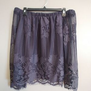 Off the shoulder charcoal gray lace top